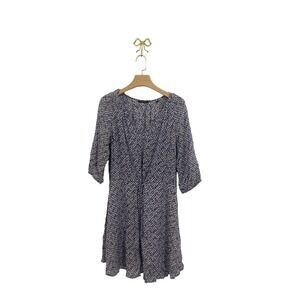 Marc O'Polo Navy Blue Geometric Print V-Neck Dress 3/4 Sleeve Size‎ 42